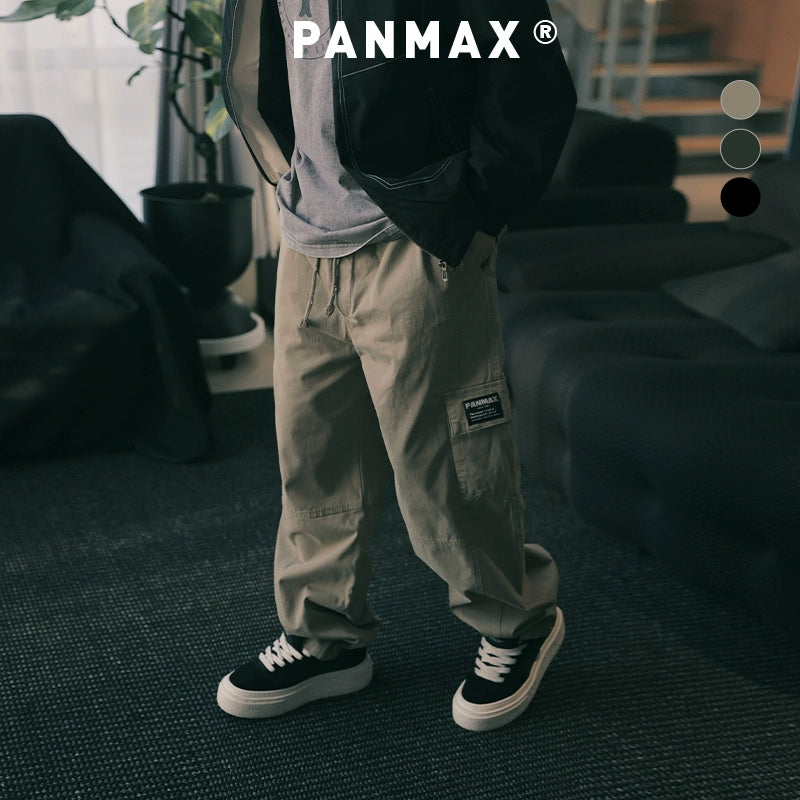 PANMAX Vintage Pocket Drawstring Straight Overalls