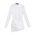 LLROGE Waist Pleated Shirt Dress