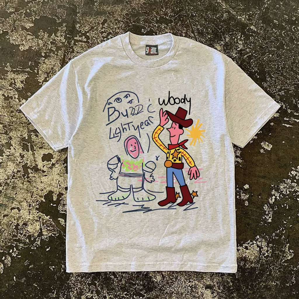 UPUPXIA Graffiti Print Casual Tee