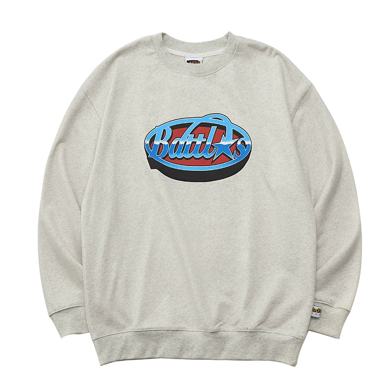Battles Embroidered Crew Neck Casual Sweater