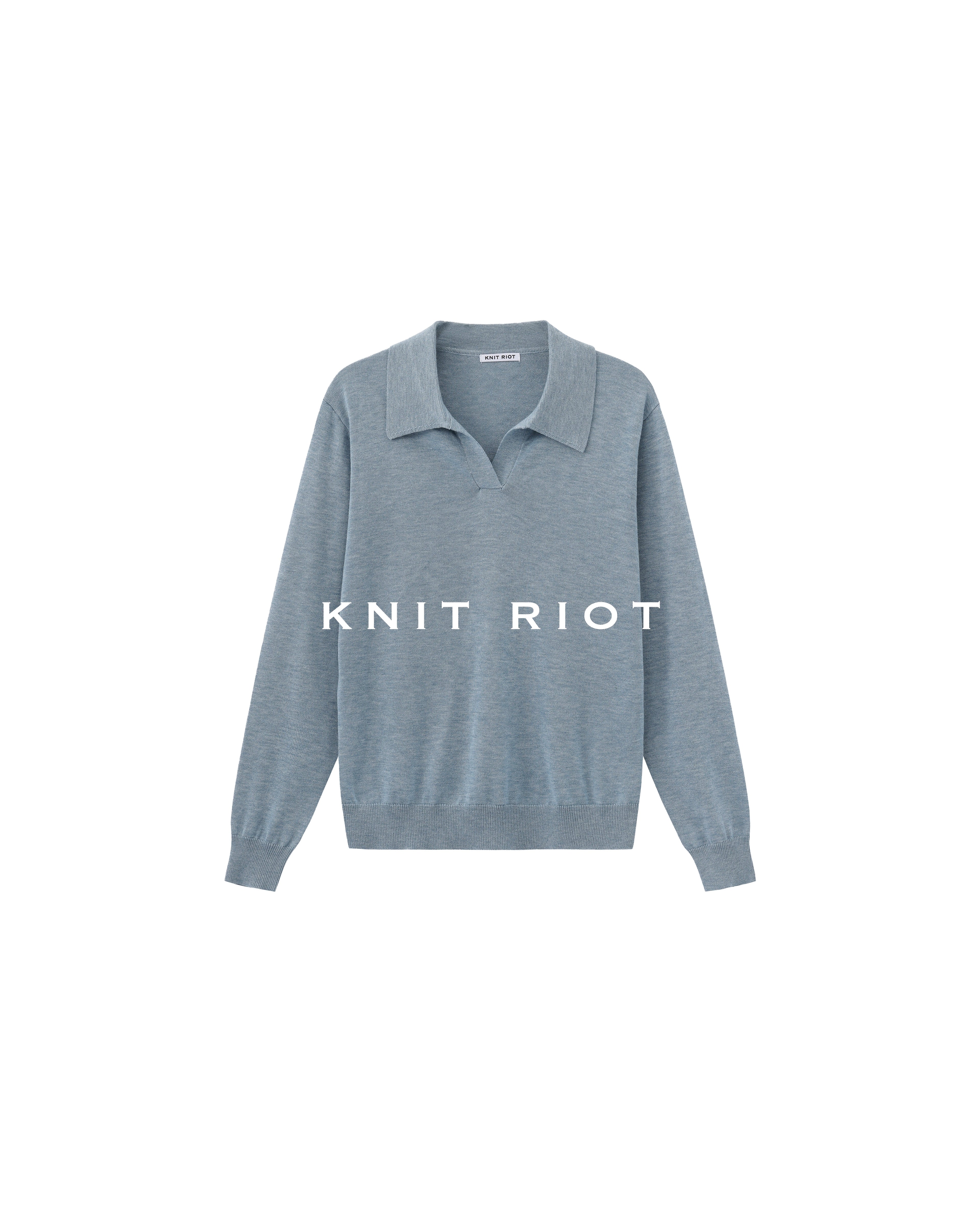 KNITRIOT Lapel Simple Polo Slack Knitted Long Sleeves