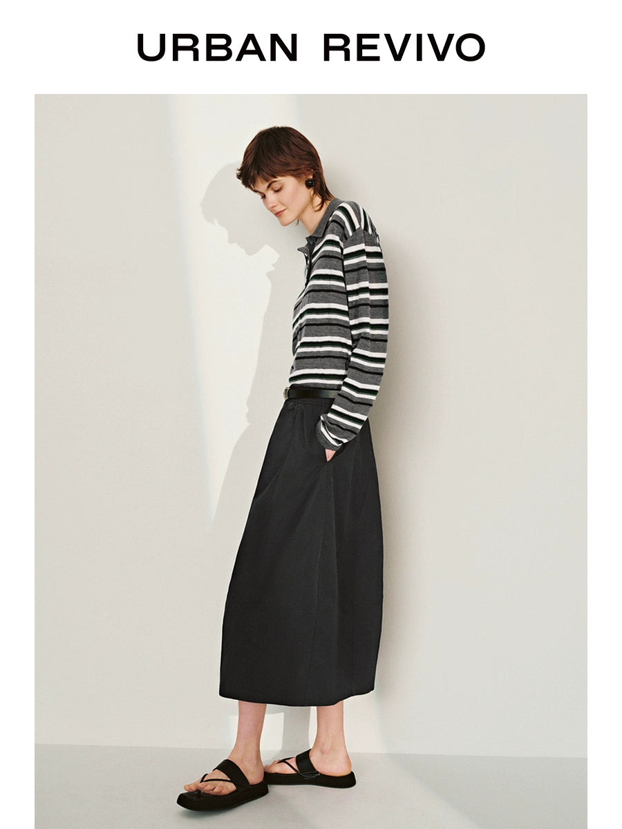 URBAN REVIVO Simple Casual Elastic Waist Super Loose Skirt