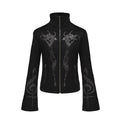 PAIKI Skull Singer Music Notes Stand-up Collar Velvet Jacket