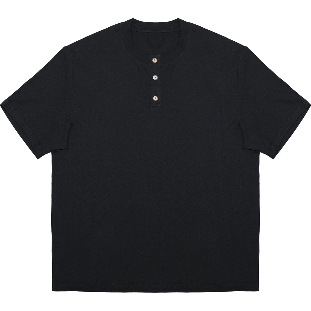 O3PARK Vintage Loose Henry Collar Knitted Tee