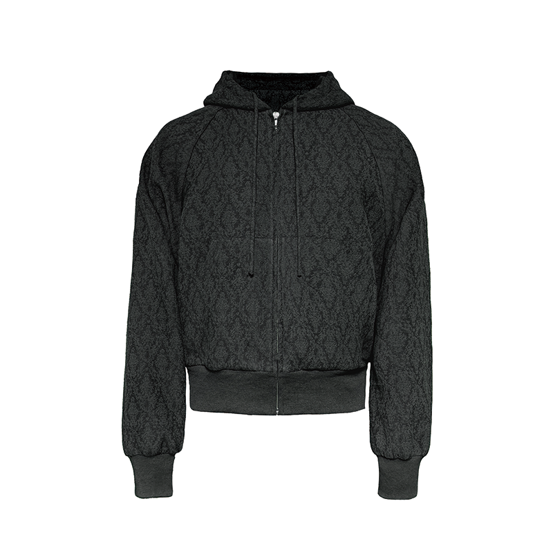 JCAESAR Jacquard Texture Short Wide Shoulder Sleeve Jacket