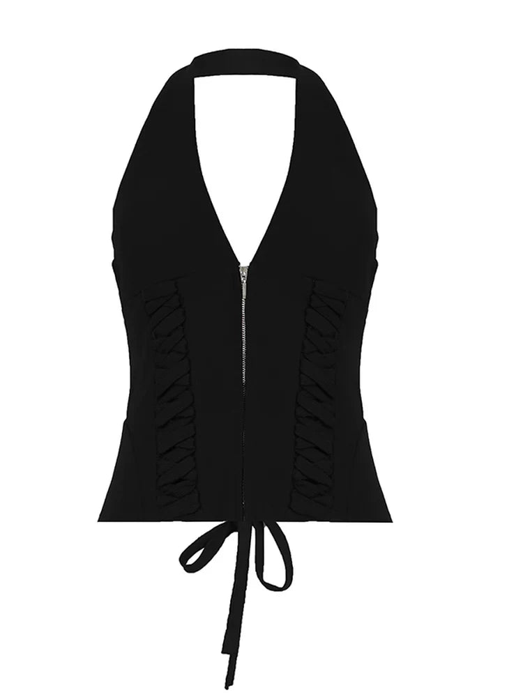 FUNOFF Vintage Strap V-Neck Neck Vest