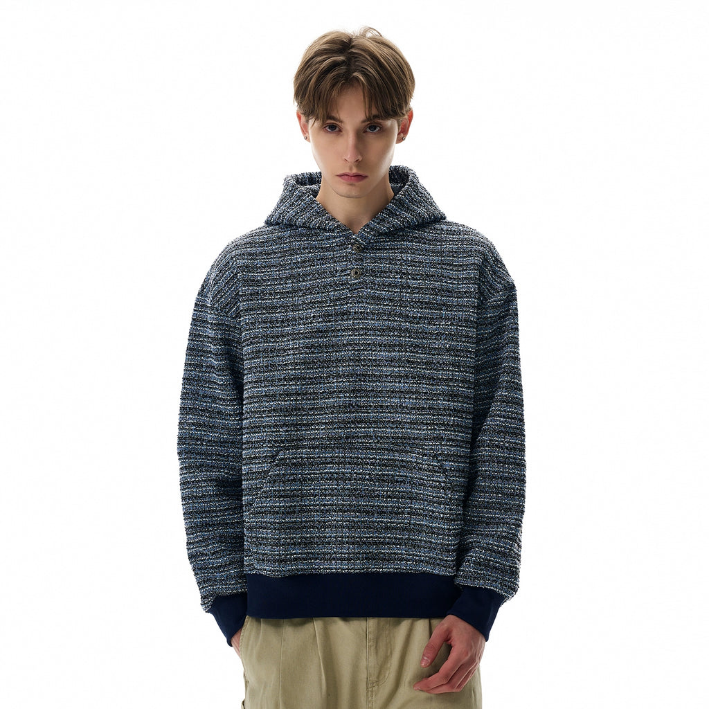 A PUEE Retro Small Fragrant Woven Hooded Sweater