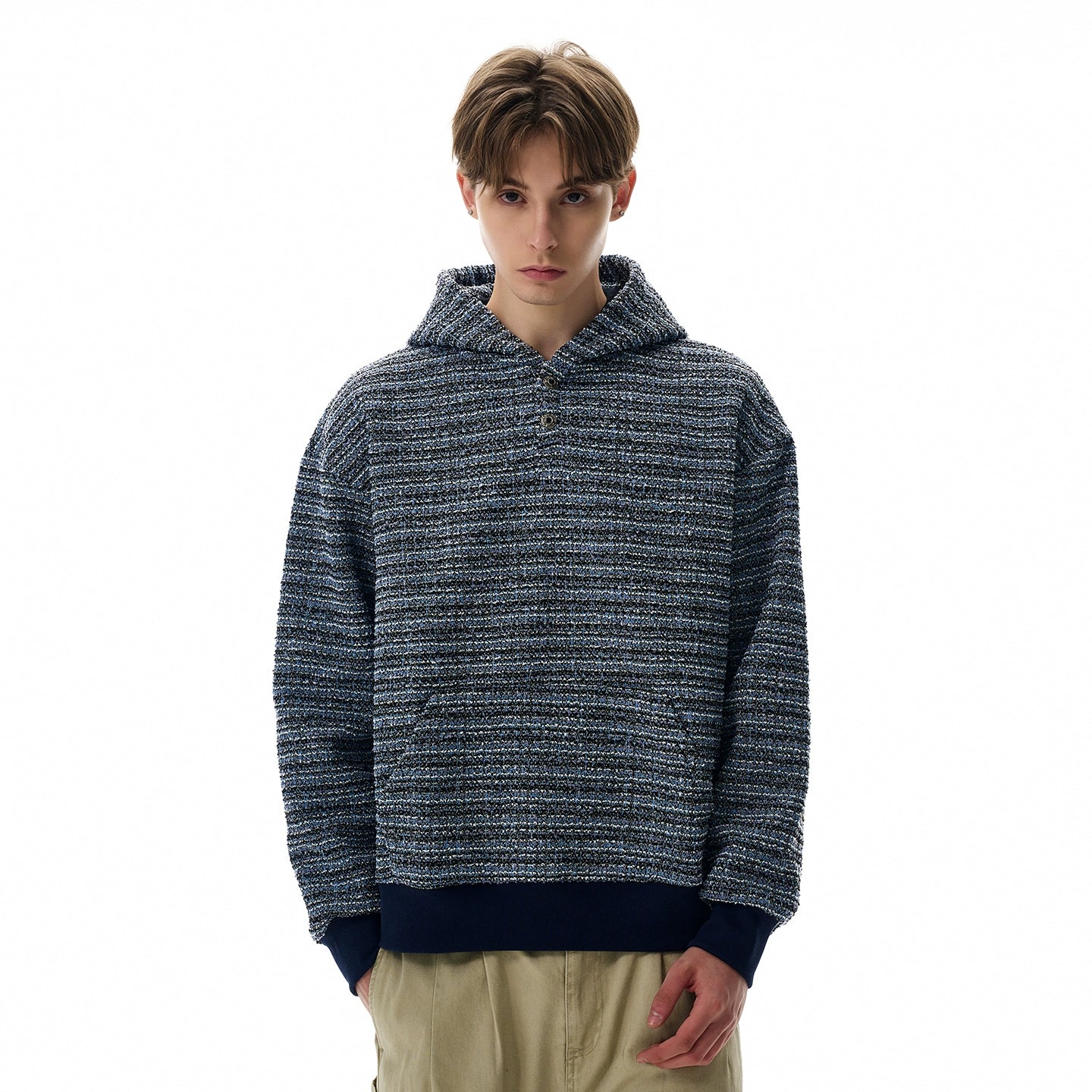 A PUEE Retro Small Fragrant Woven Hooded Sweater