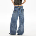 A PUEE Retro Buckle Design Loose Straight Jeans – Street Style