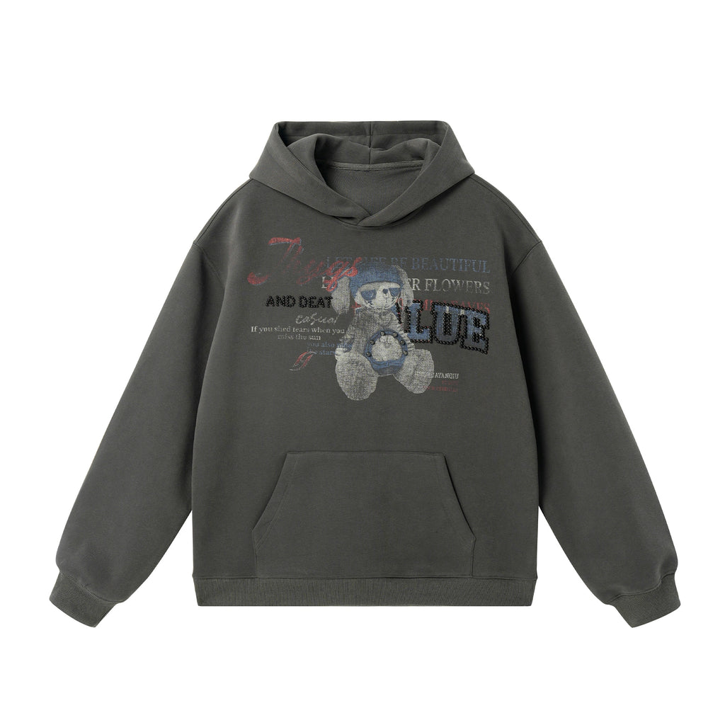 JHYQ Retro Bear Bead Print Hoodie