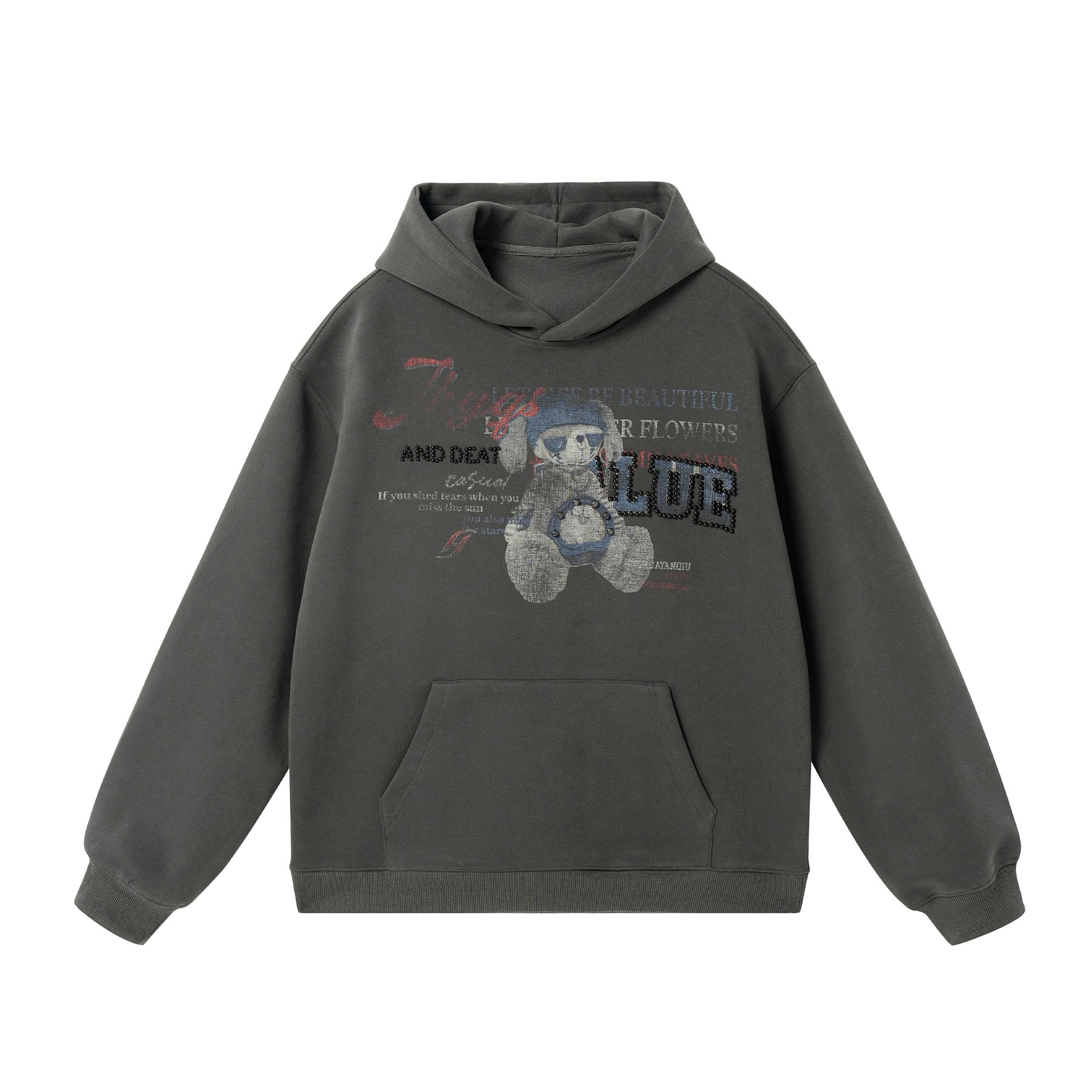 JHYQ Retro Bear Bead Print Hoodie