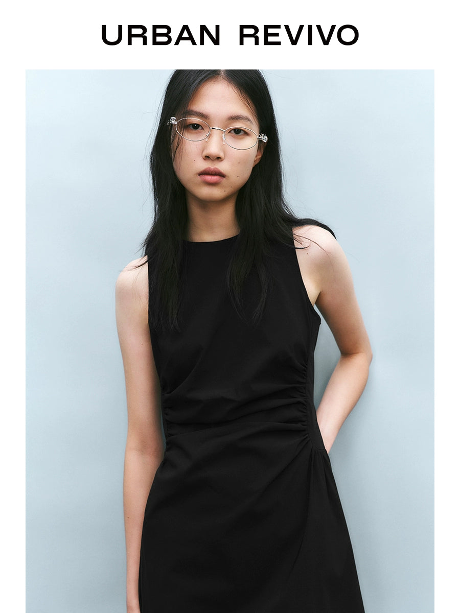 URBAN REVIVO Pleated Waist Slim Sleeveless Dress