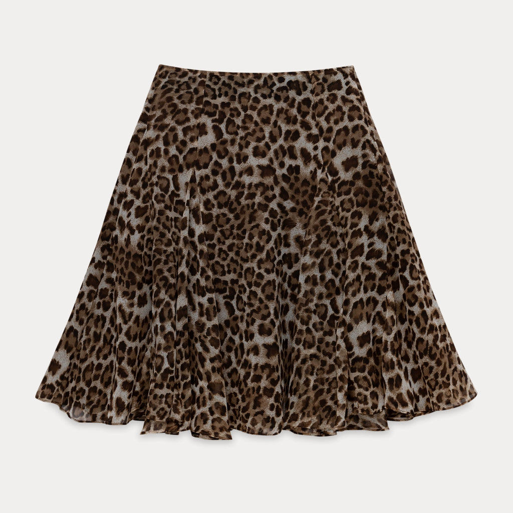 EGGKA High Waist Leopard Print Drape Skirt