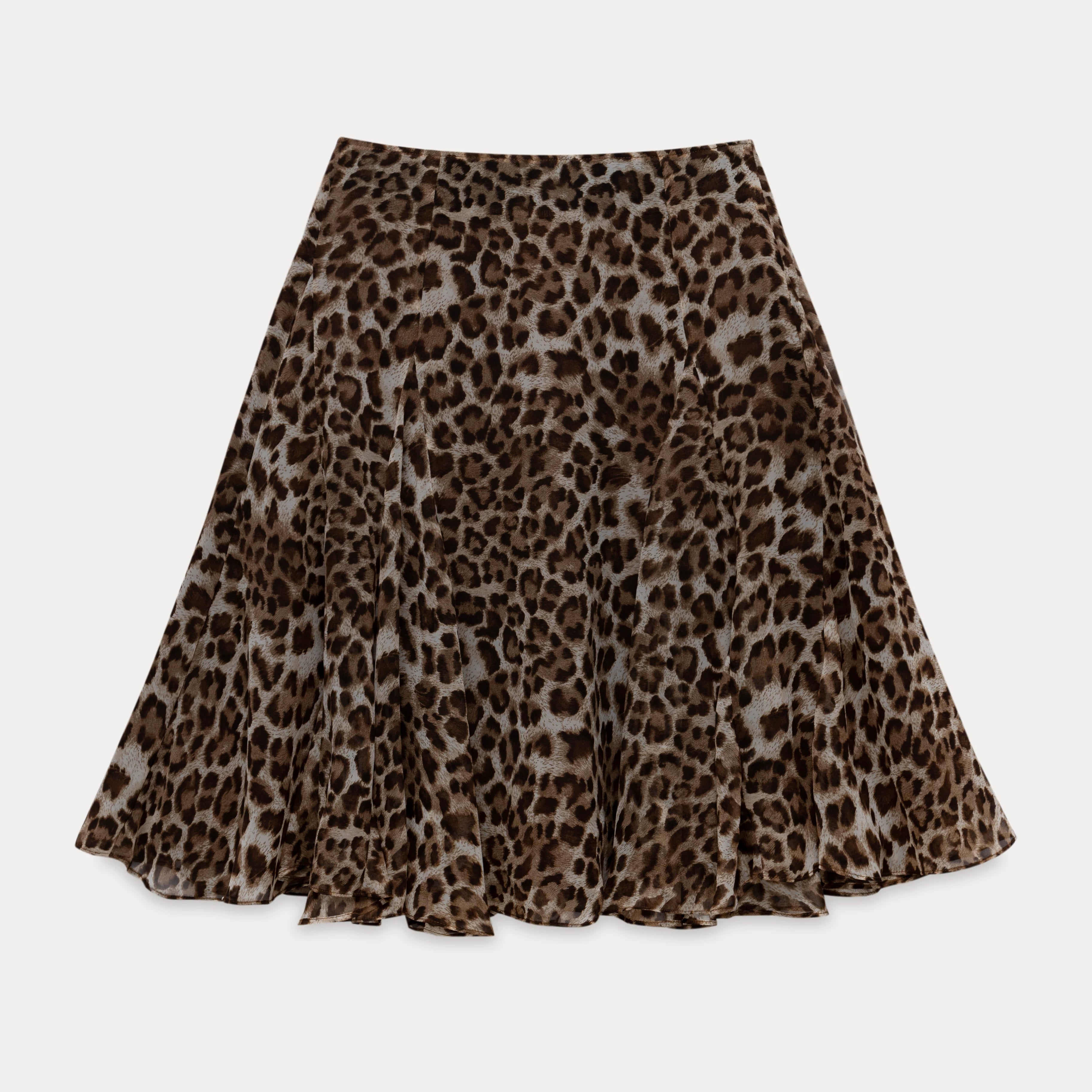 EGGKA High Waist Leopard Print Drape Skirt
