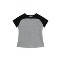 FUNKYFUN contrasting curved shoulder splicing V-neck tee