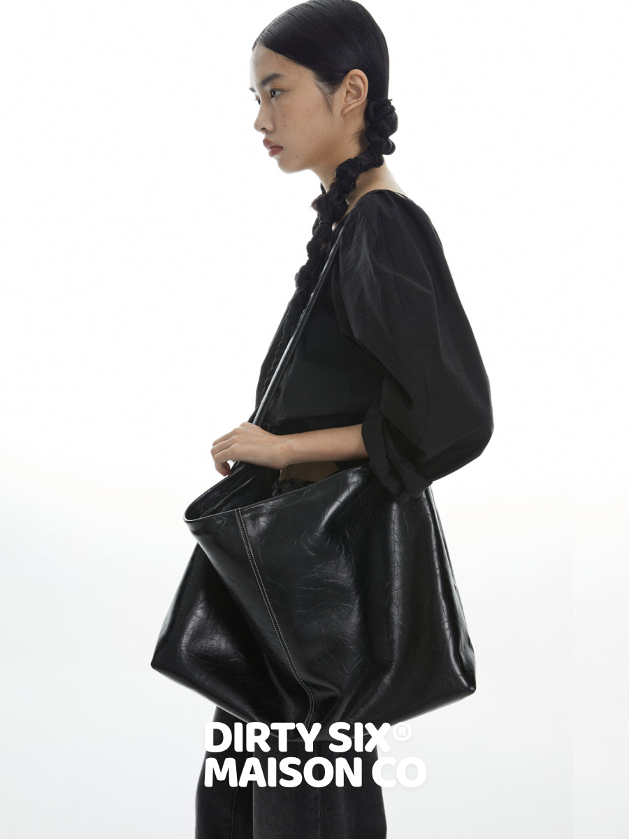 DirtySix Cow Leather Jill big pocket cowhide soft leather tote bag