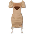 Imone Slim and Thin Velvet Love Splicing Pleated Dress