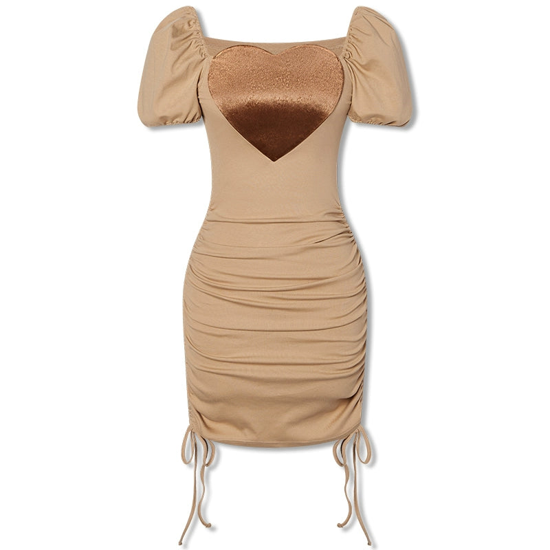 Imone Slim and Thin Velvet Love Splicing Pleated Dress