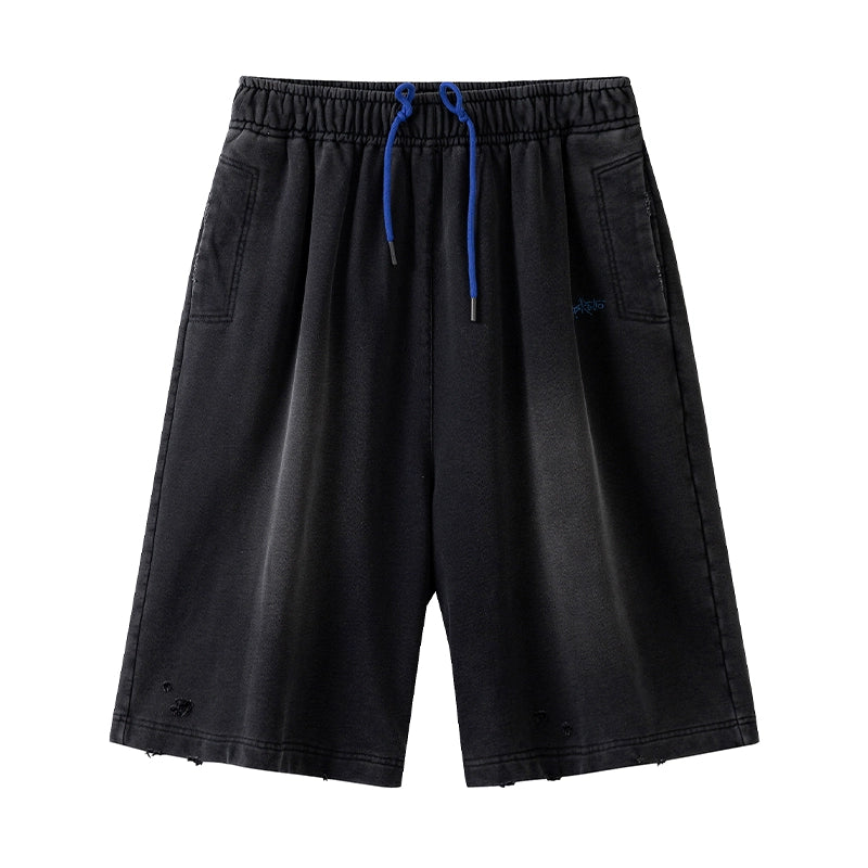 CoosRetro Wash Destroy Embroidered Logo Shorts