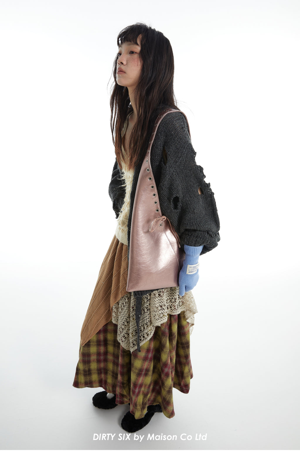 DirtySix Cow Split Leather trotro triangle vaporwave punk bag