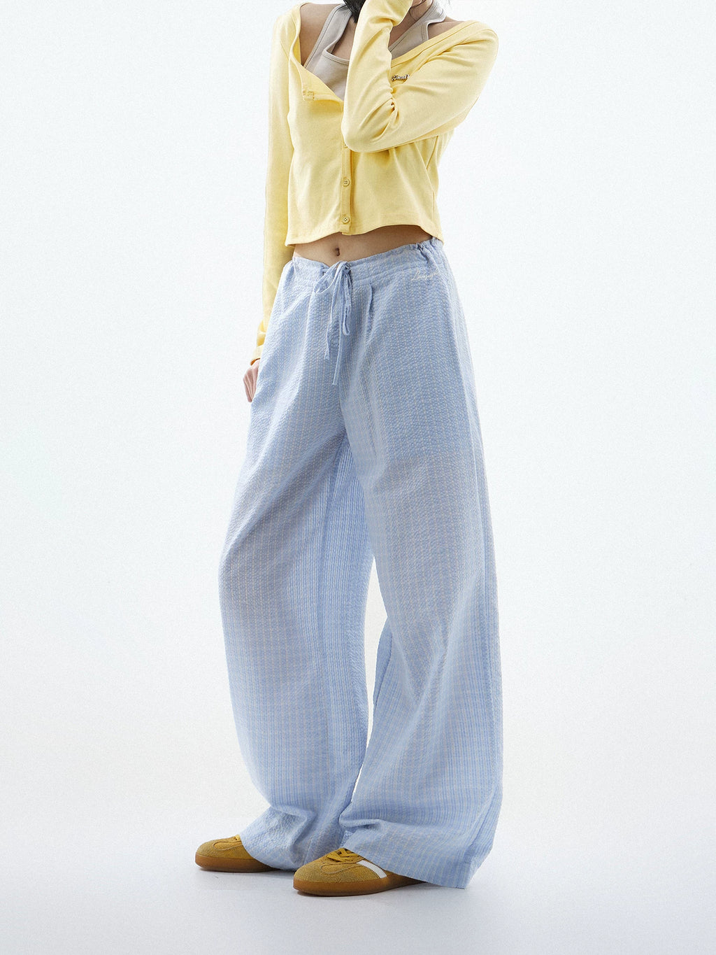 CHANT2nd Checked Straight Casual Wide-leg Pants