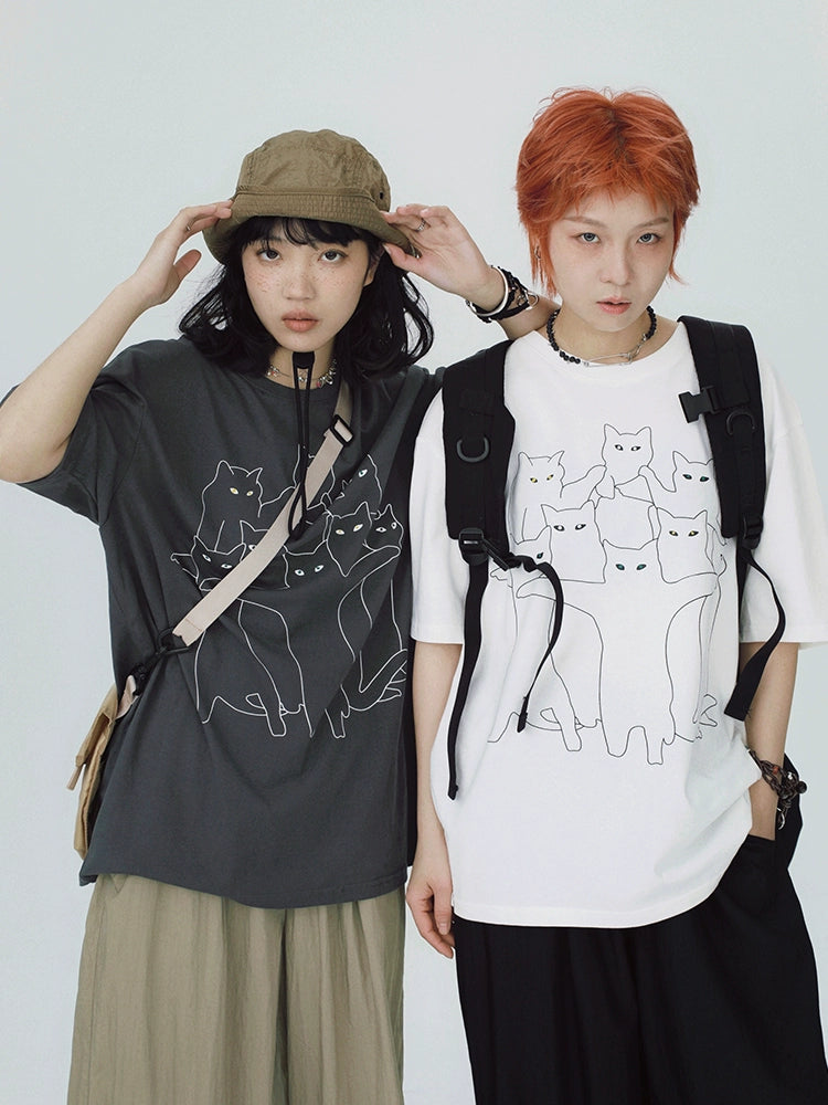 STILLYOU Funny Cat Photo POSE Printed Tee