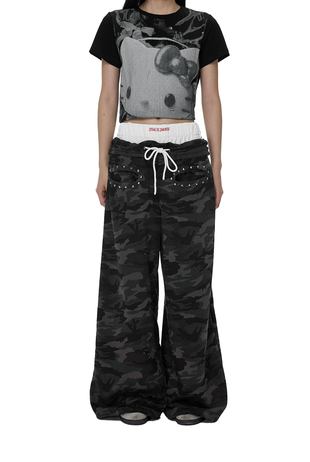 EZEK Camouflage Print Wide-leg Loose-fitting Floor Pants