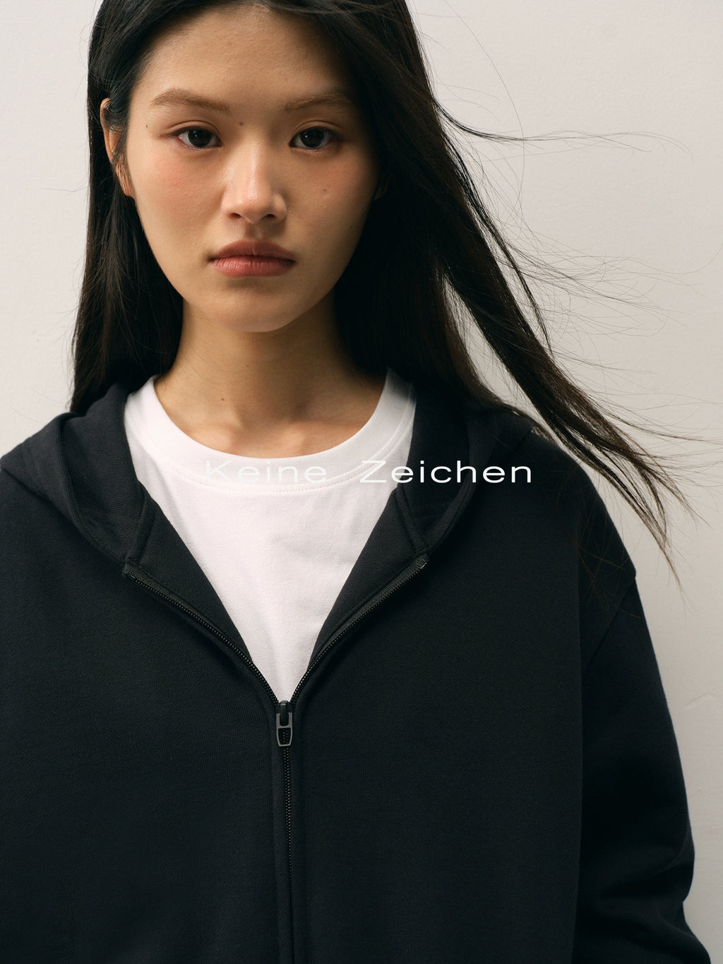 NO LOGO Lazy Loose Abraded Hooded Zipper Sweater