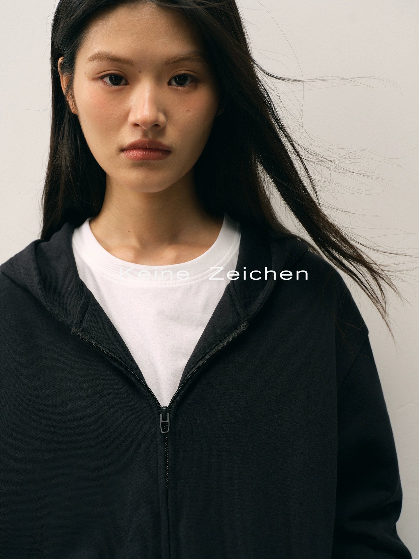 NO LOGO Lazy Loose Abraded Hooded Zipper Sweater