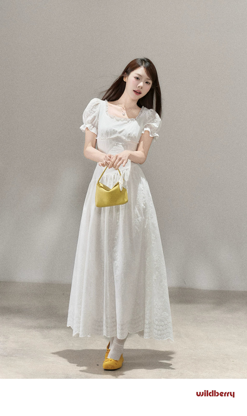 Wildberry Square Collar Waist Temperament Dress