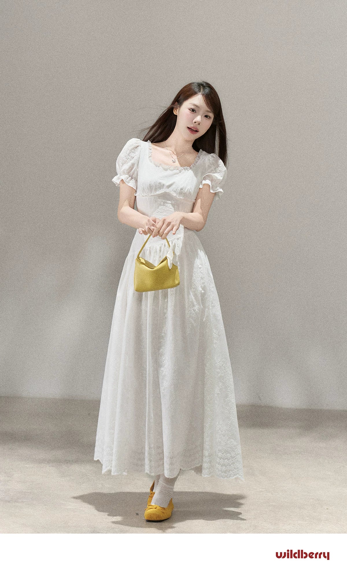 Wildberry Square Collar Waist Temperament Dress