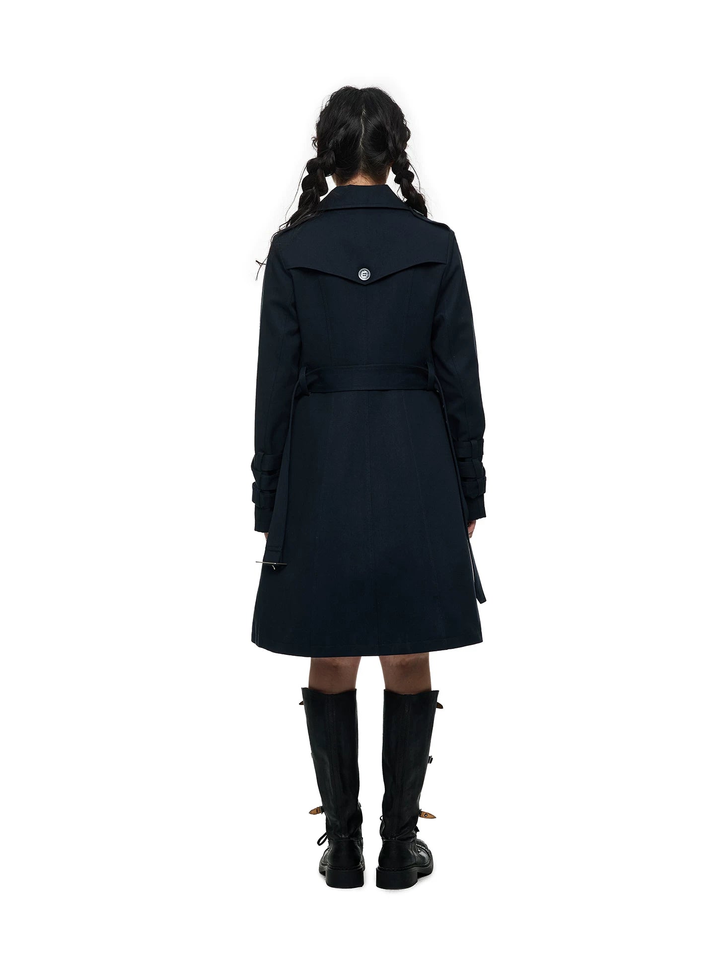 JIKOO Double-breasted Strap-on Slim-fit Jacket