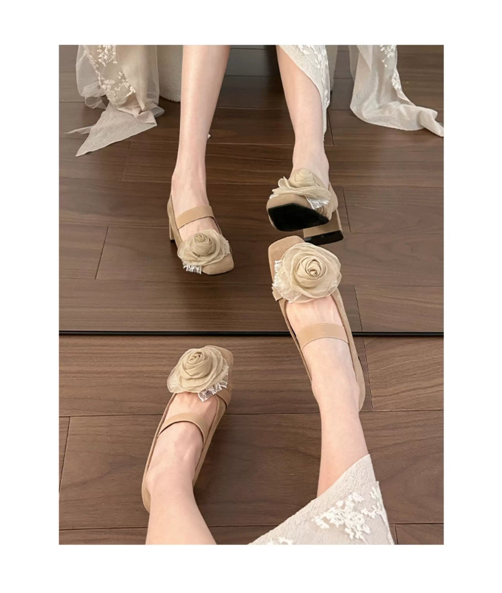 CHRNDXEE Beautiful Mesh Retro Mid-heel Shoes