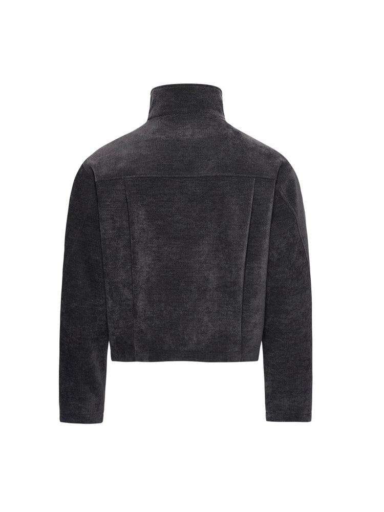 SOUTHFISH Stand-up Collar Retro Micro-gloss Short Jacket