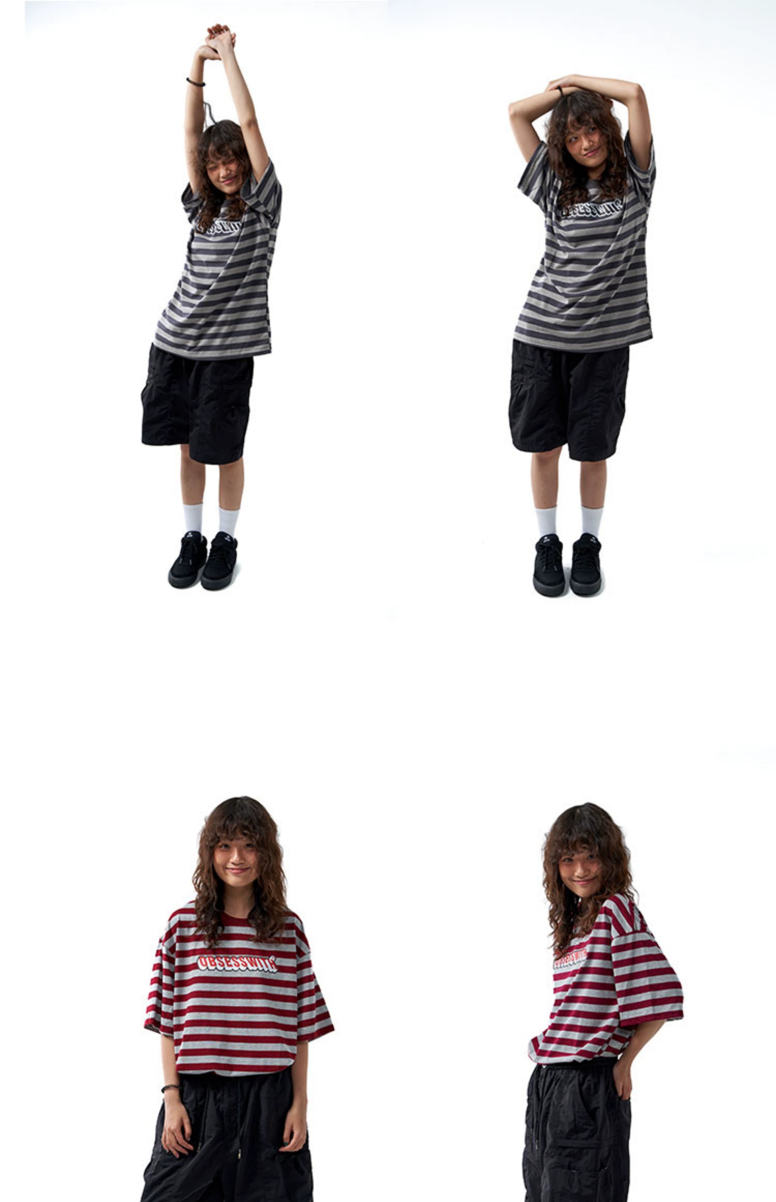 OBSESSWITH Striped Short Sleeve Tee