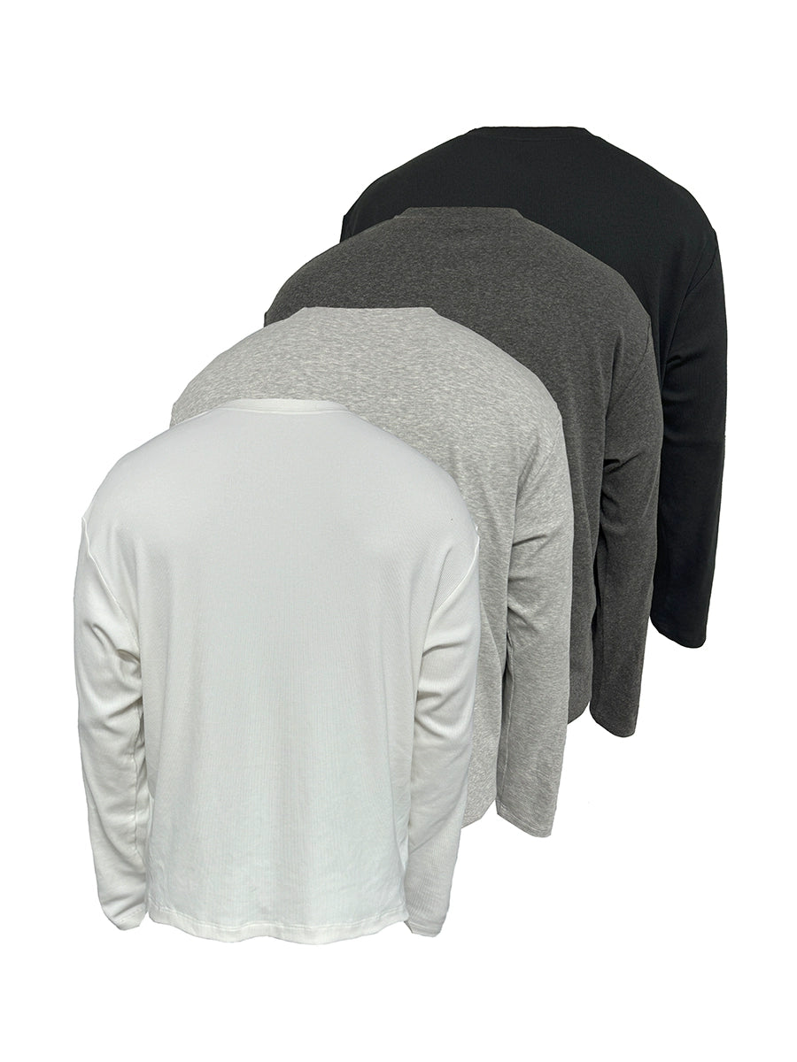 JCAESAR Henry Collar Soft and Comfortable Versatile Long Sleeves