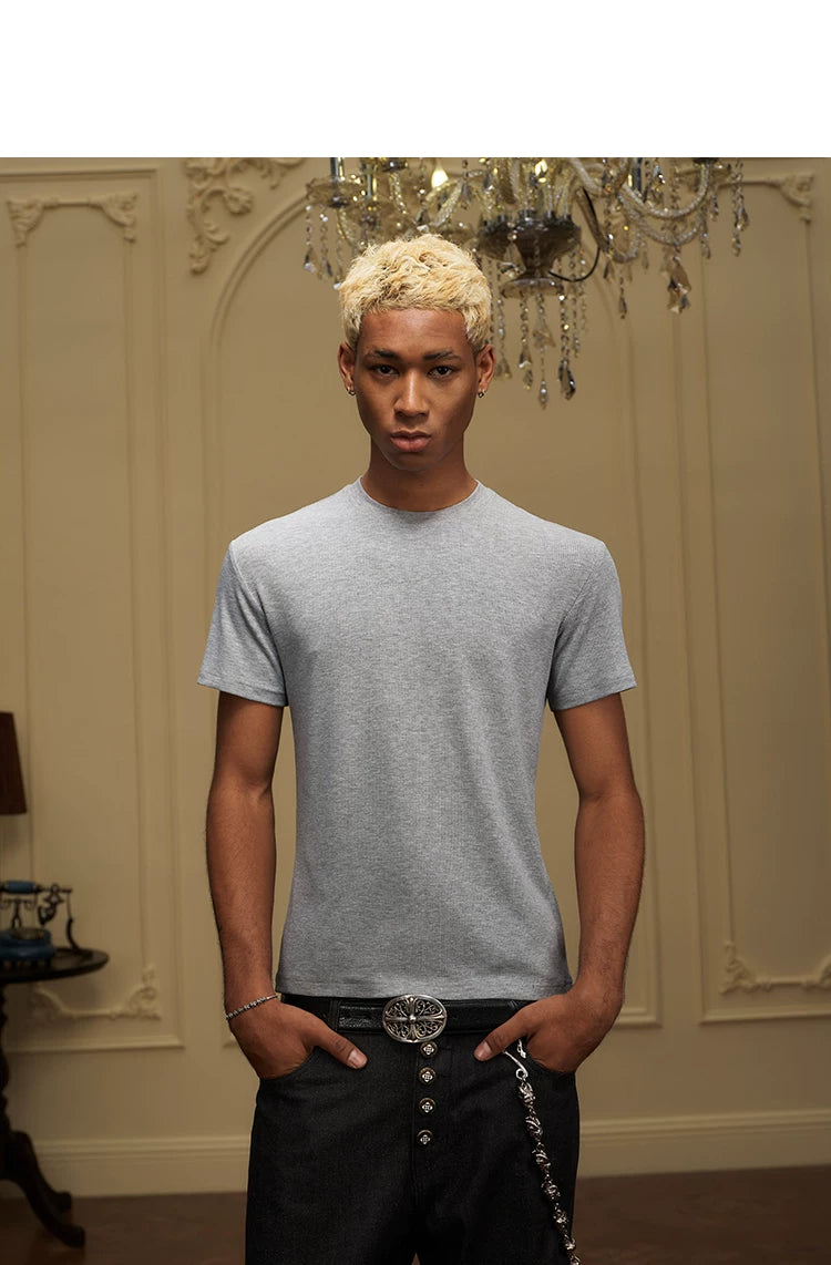 YAD Spoof Snow Mountain Print Slim Tee