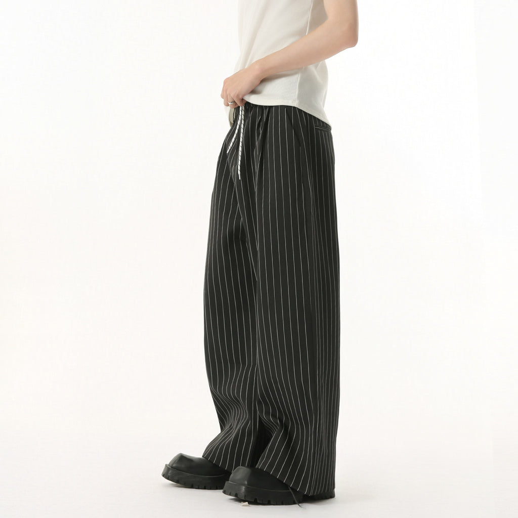 MTLCLOTHES Vintage Stitched Fake Two-piece Striped Trousers