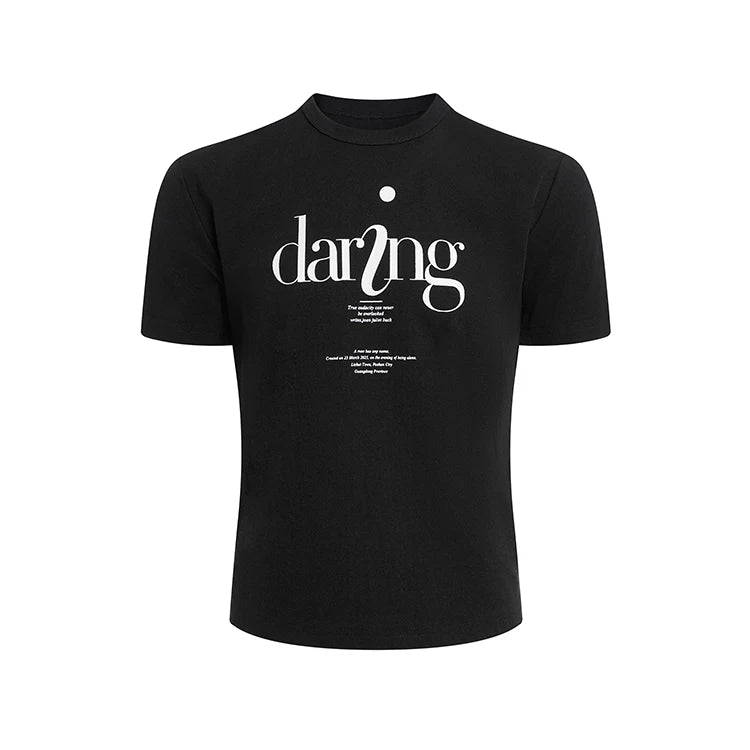 DM Tenacious Shoulder Simple Letter Elastic Tee