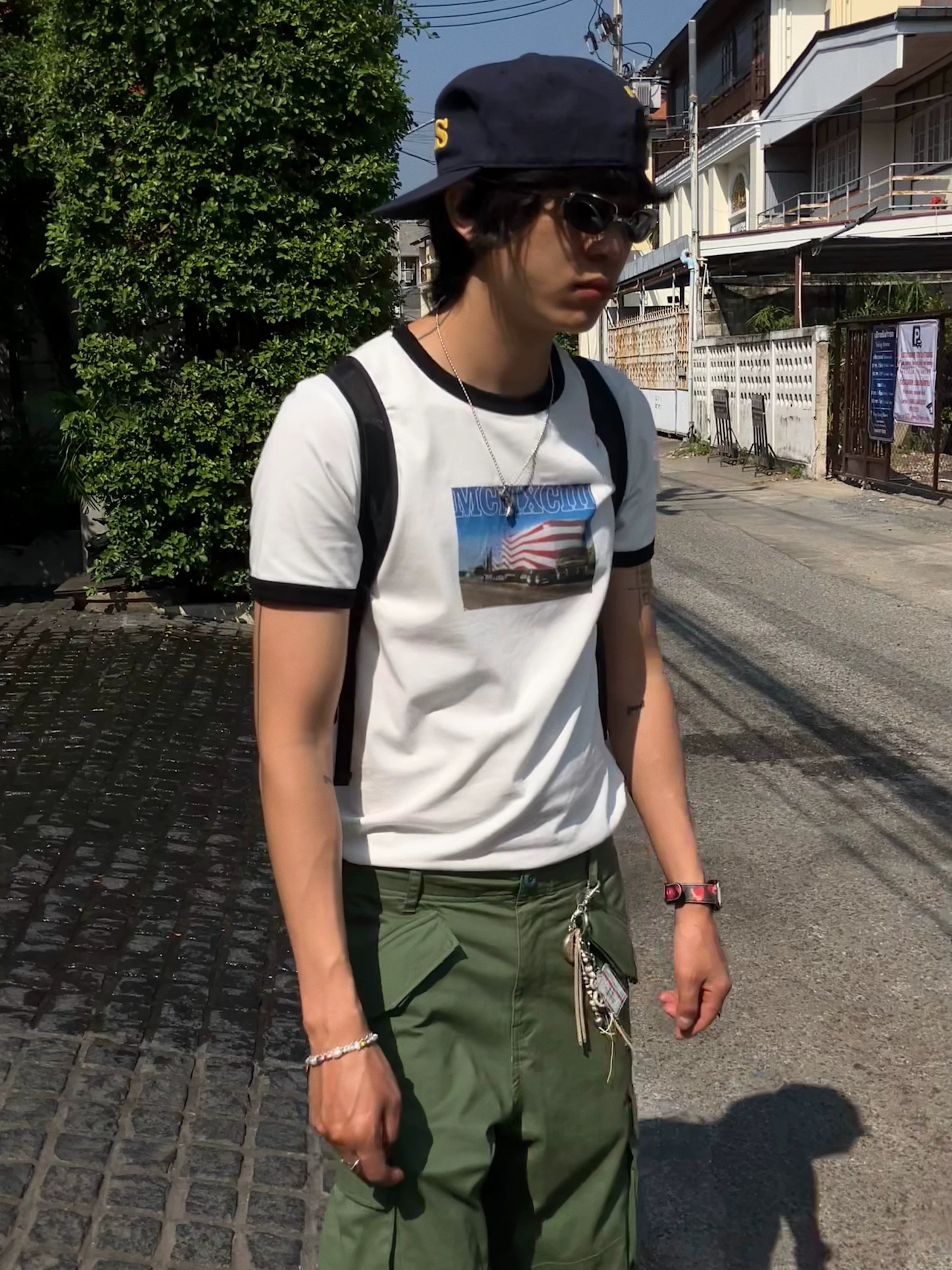 Mcmxciii Contrasting Color Slim Casual Tee