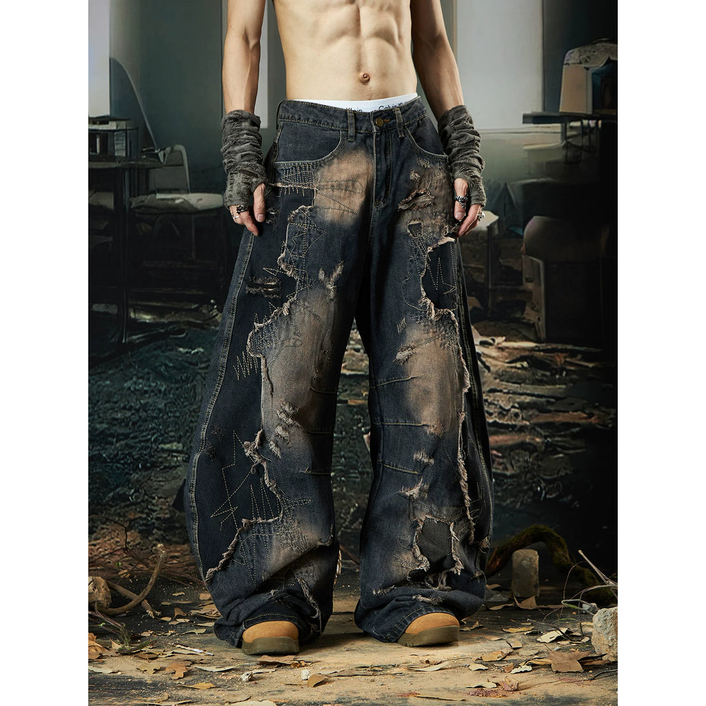 NOMANIAI Wasteland Heavy Industries Patch Old Rough Scimitar Jeans