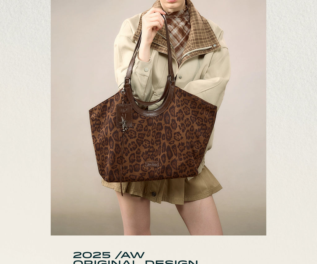 JACD Slack Leopard Print Tote Handbag