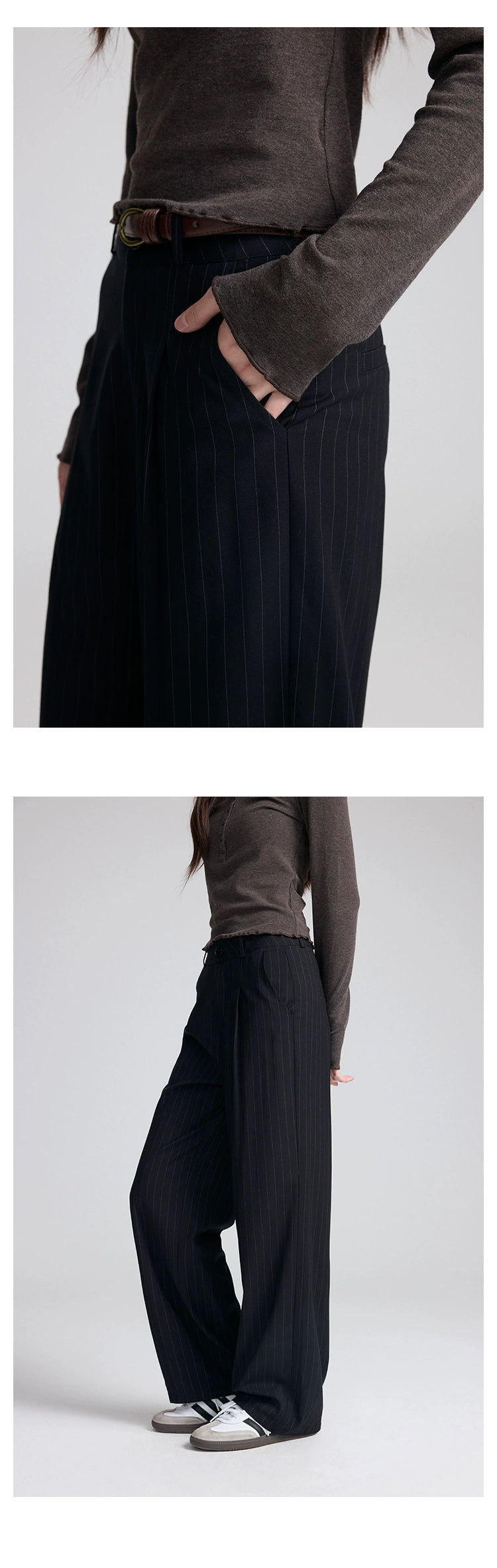 RPB BRAND Light Vertical Striped Straight Casual Suit Pants