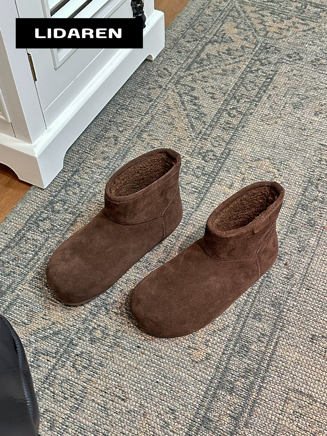 Lidaren Produced Leather Platform Thermal Fleece Bread Shoes