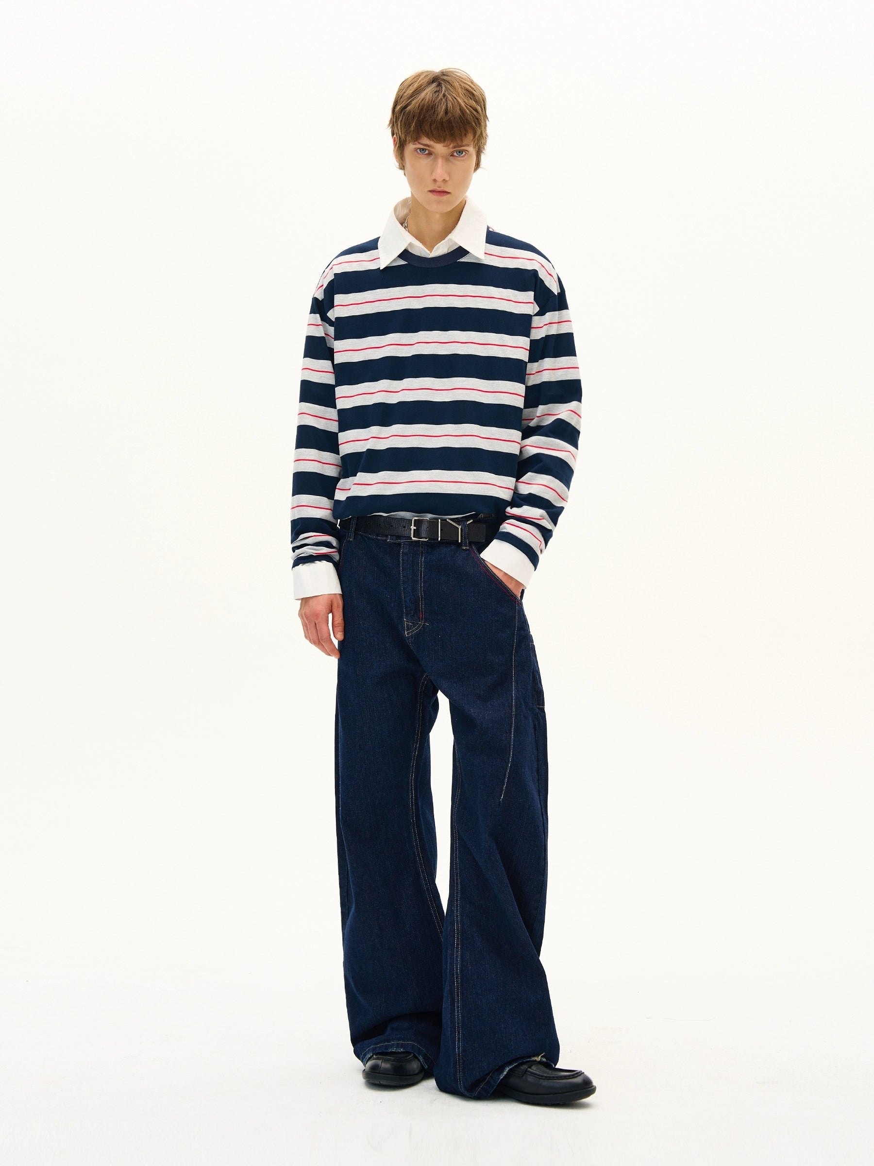 MADWITCH Classic Contrast Splicing Striped Long Sleeve
