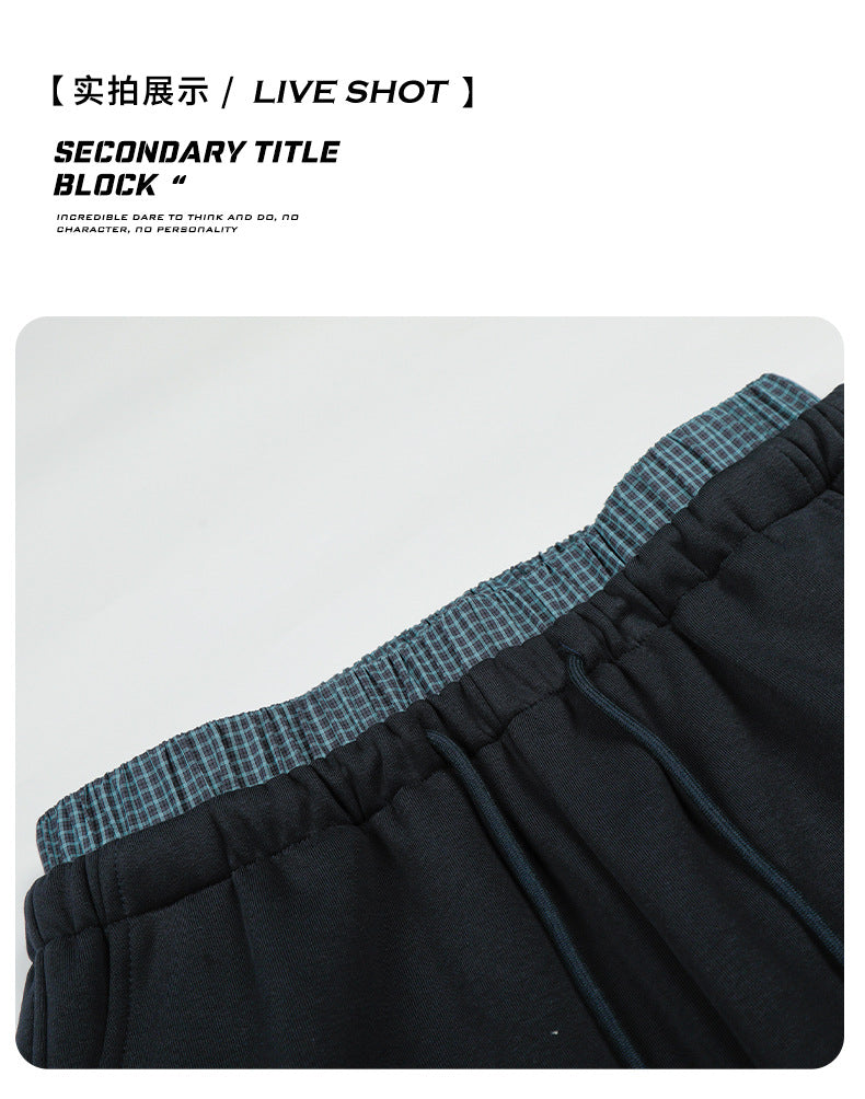 11KN retro scimitar fake two-piece double waist sweatpants