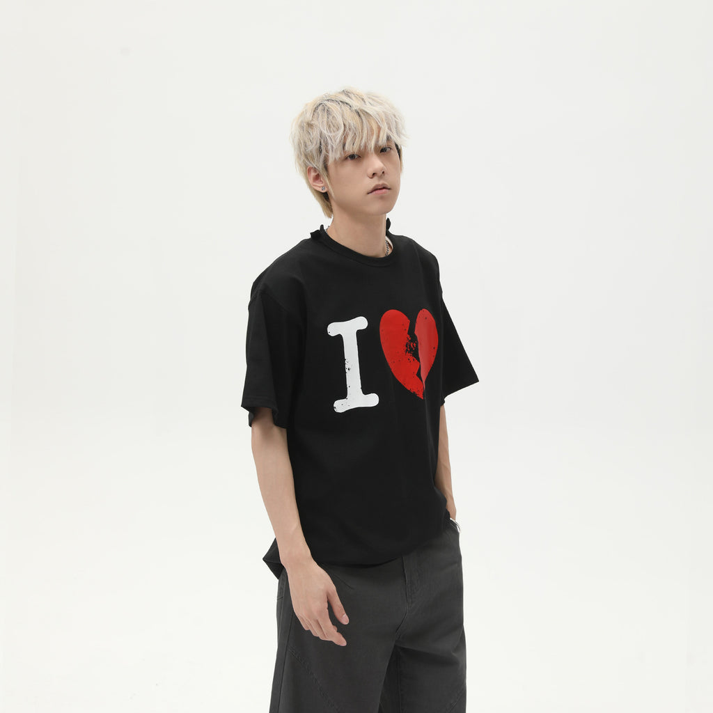 MTLCLOTHES Korean Broken Love Printed Tee