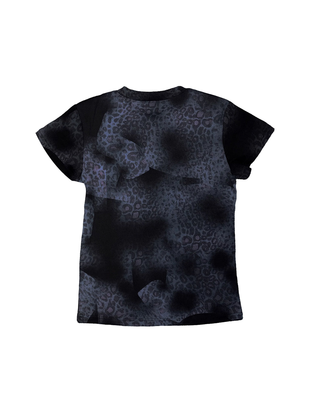 PAIKI Butterfly Leopard Print Hot Silver Front Shoulder Round Neck Tee