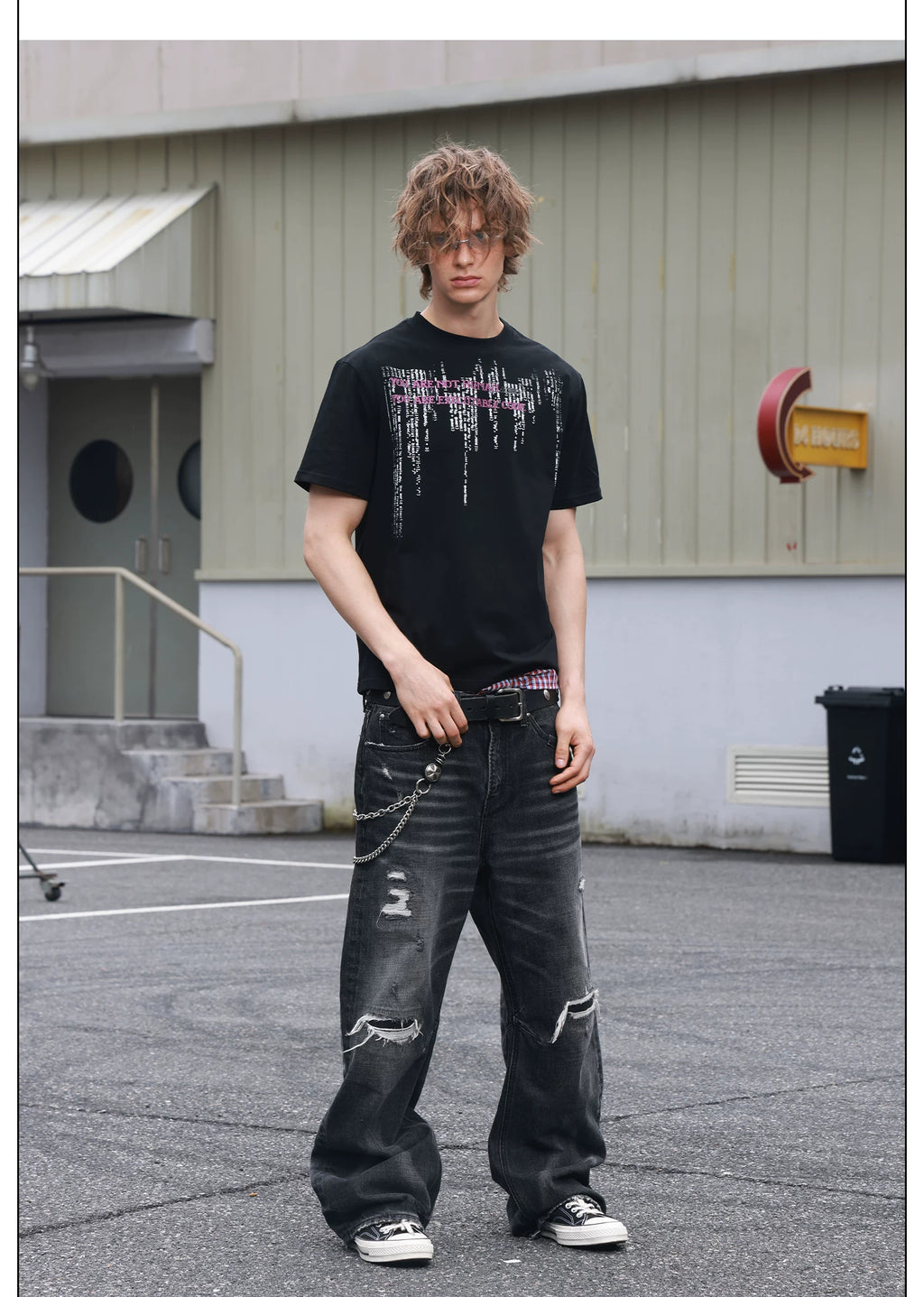 SAXGENWON Retro Hot Drill Front Shoulder Tee