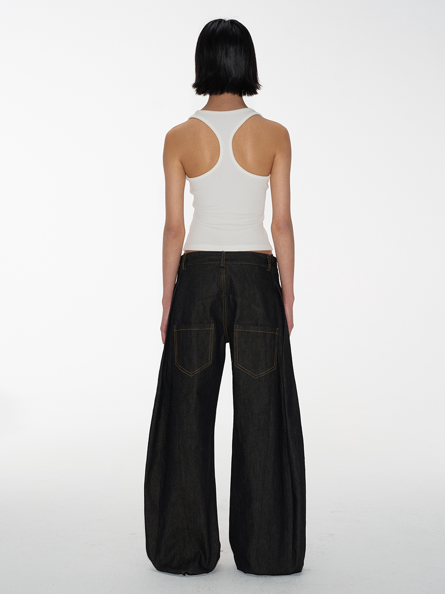 JCAESAR Vintage I-pleated Low-rise Jeans